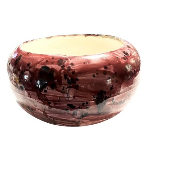 VTG Ceramic Splatter Bowl by Atlantic Mold - Glossy Centerpiece Planter "Page" - Picture 5 of 13